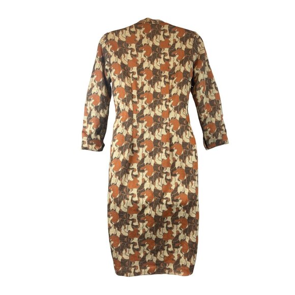 Vintage 1970’s Shanghai Artsy Retro Style Fitted Long Sleeve Midi Dress Sz 6 - Picture 2 of 9